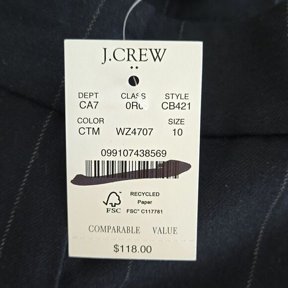 NWT J.Crew Factory Striped Dress Pants Navy Blue - Picture 3 of 5
